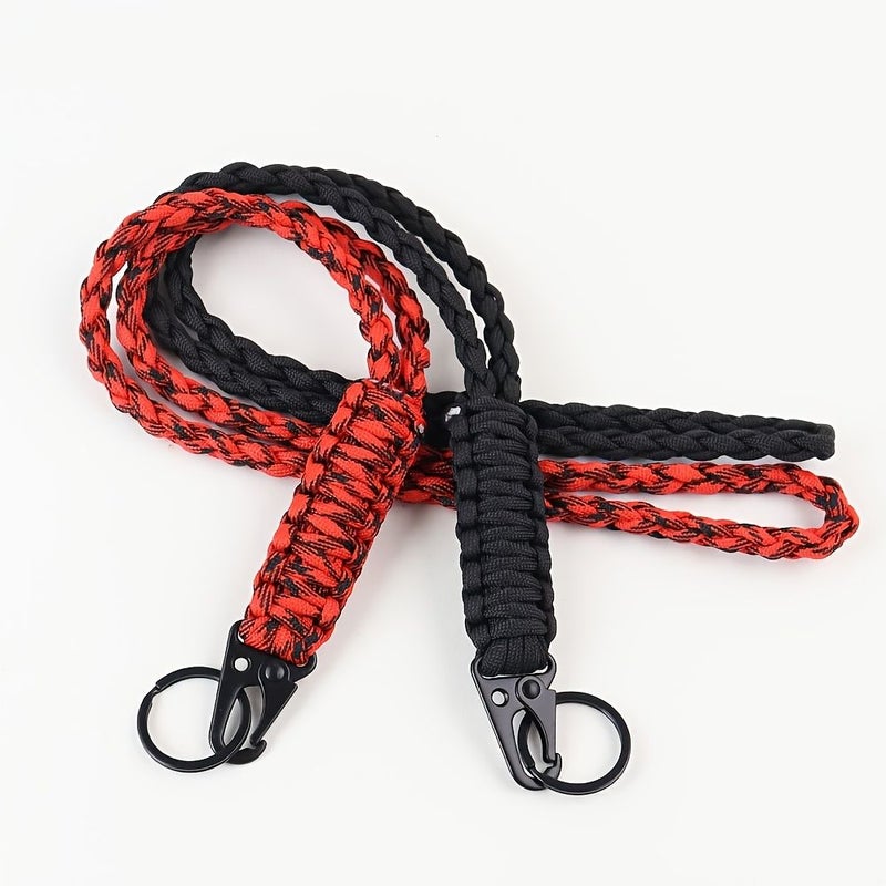 2pcs Premium Braided Lanyards With Metal Hk Clip And Key Ring For Carrying ID Cards Badge Holders Cameras Wallets And Keys For Outdoor Activities And Traveling Black And Coffee - Image 1