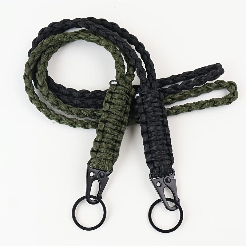 2pcs Premium Braided Lanyards With Metal Hk Clip And Key Ring For Carrying ID Cards Badge Holders Cameras Wallets And Keys For Outdoor Activities And Traveling Black And Coffee - Image 5