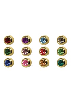 Sterilized Earring 24K Gold Plated Bezel 2mm Assortment Crystal Stone dozen (12 pieces)