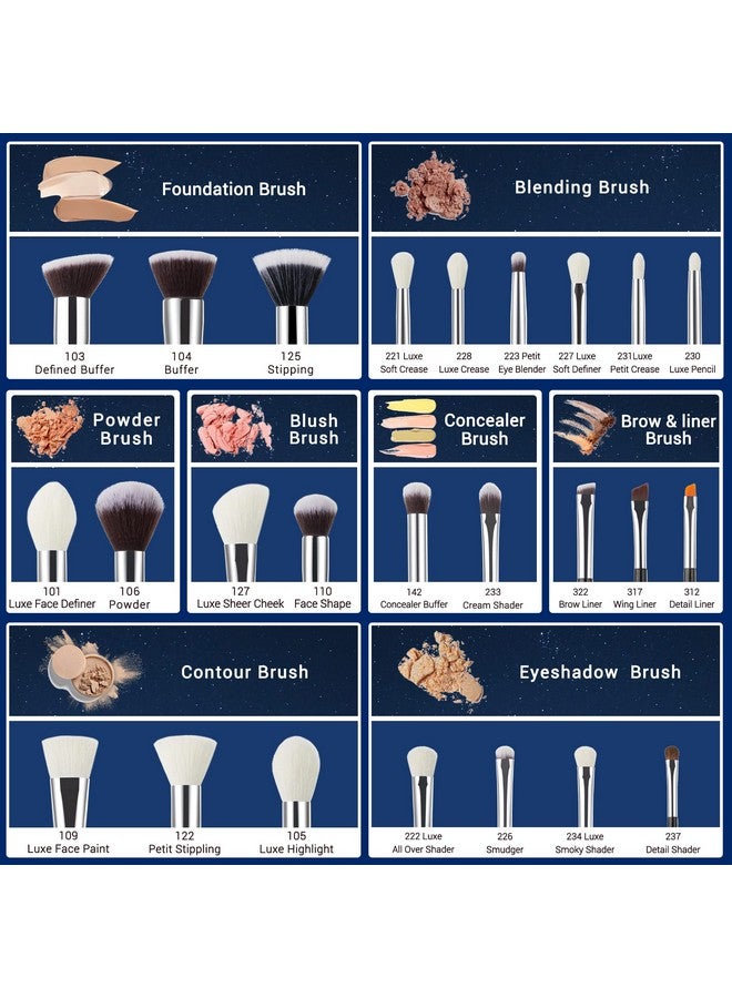 Jessup 25pcs Professional Makeup Brush Set Foundation Powder Concealer Eyeshadow Blending Blush Highlighter Natural-Synthetic Hair Brushes (Black/Silver) - Image 2