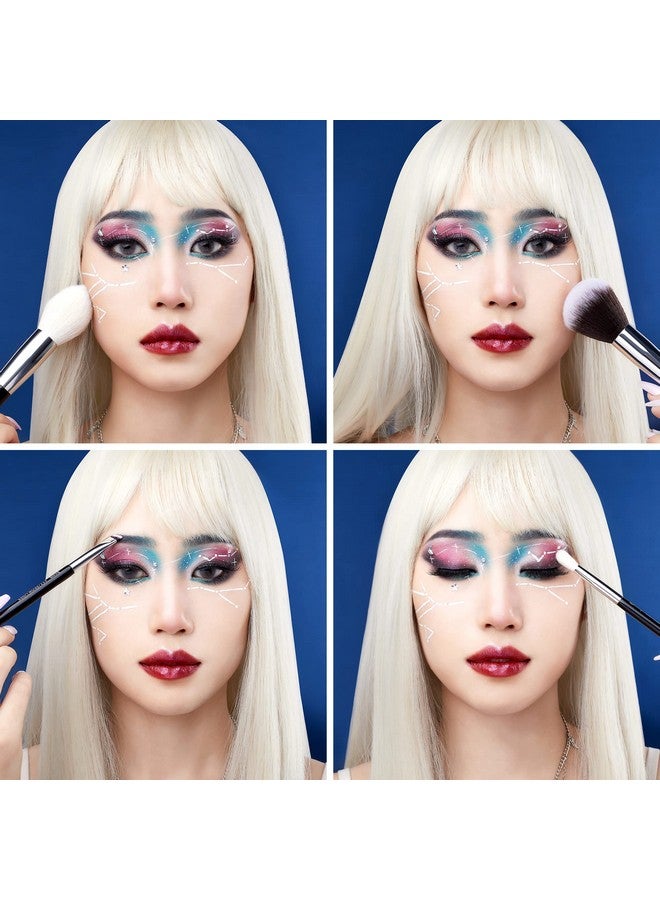 Jessup 25pcs Professional Makeup Brush Set Foundation Powder Concealer Eyeshadow Blending Blush Highlighter Natural-Synthetic Hair Brushes (Black/Silver) - Image 5