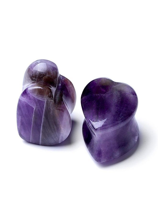 Decentraland 2 Pcs Stone Ear Gauges Earrings Heart-shaped Ear Gauges Plugs Jewelry 18mm(11/16") - Image 1