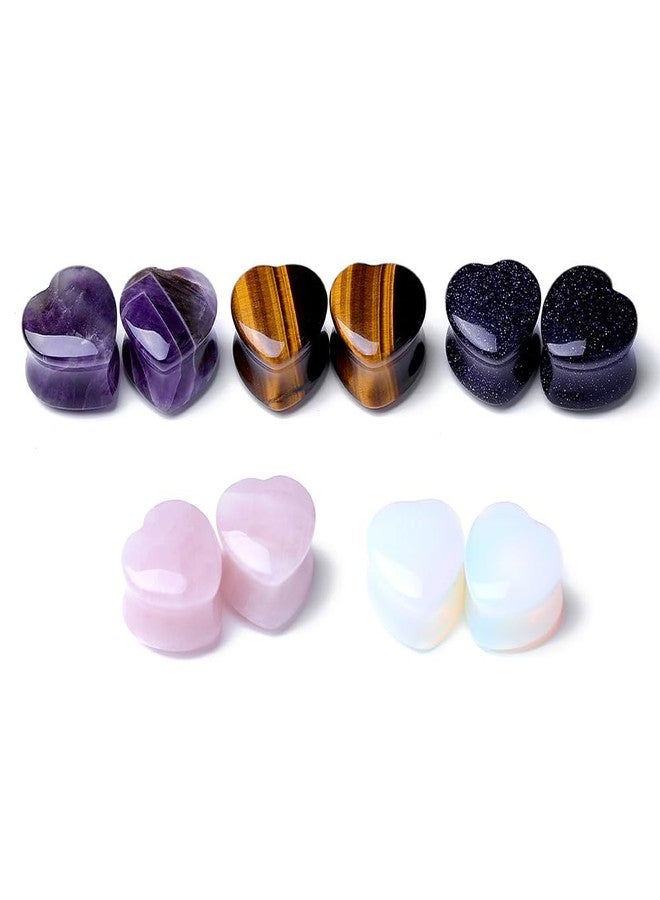 Decentraland 2 Pcs Stone Ear Gauges Earrings Heart-shaped Ear Gauges Plugs Jewelry 18mm(11/16") - Image 2