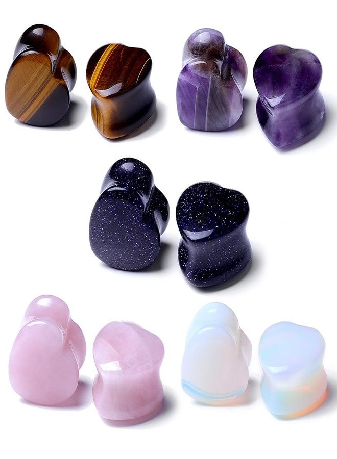 Decentraland 2 Pcs Stone Ear Gauges Earrings Heart-shaped Ear Gauges Plugs Jewelry 18mm(11/16") - Image 4