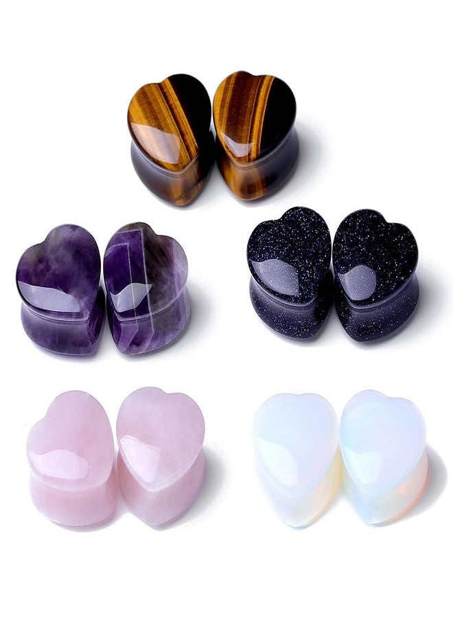 Decentraland 2 Pcs Stone Ear Gauges Earrings Heart-shaped Ear Gauges Plugs Jewelry 18mm(11/16") - Image 3