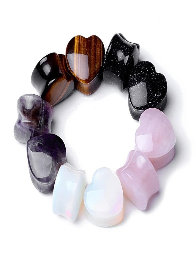 Decentraland 2 Pcs Stone Ear Gauges Earrings Heart-shaped Ear Gauges Plugs Jewelry 18mm(11/16") - Image 5