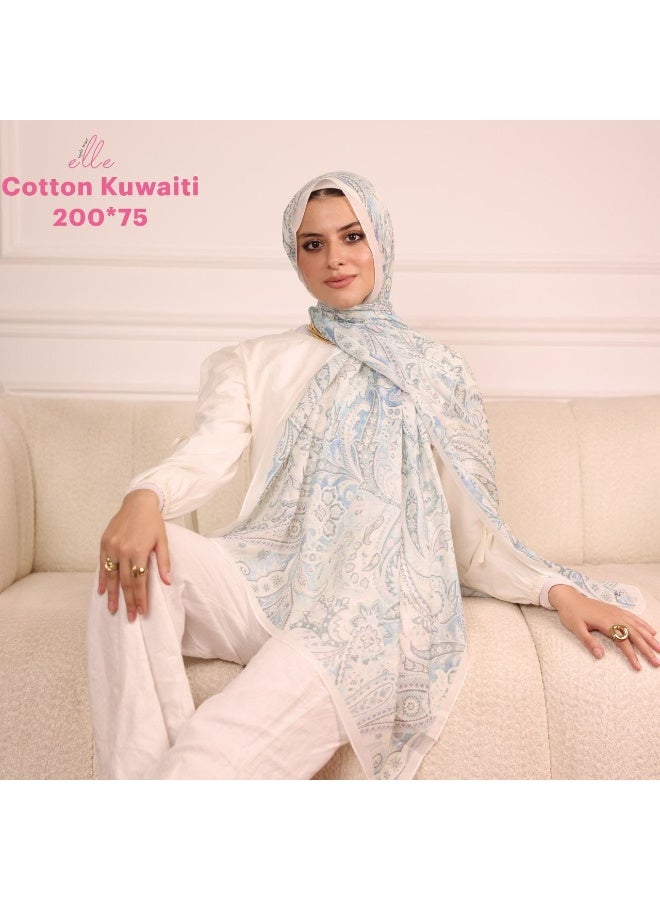 طرحة وشاح حجاب إسلامي قطن كويتي فاخر للنساء – تصميم أنيق للمناسبات والاستخدام اليومي – مقاس 200 × 75 سم