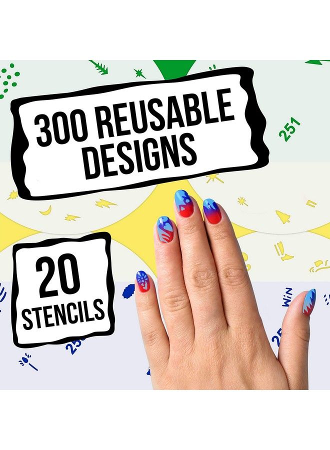 Custom Body Art Airbrush Nail Stencils Design Series Set 13 Includes 20 Individual Nail Templates With 17 Designs Each For A Total Of 340 Designs Of Series 13 - Image 5