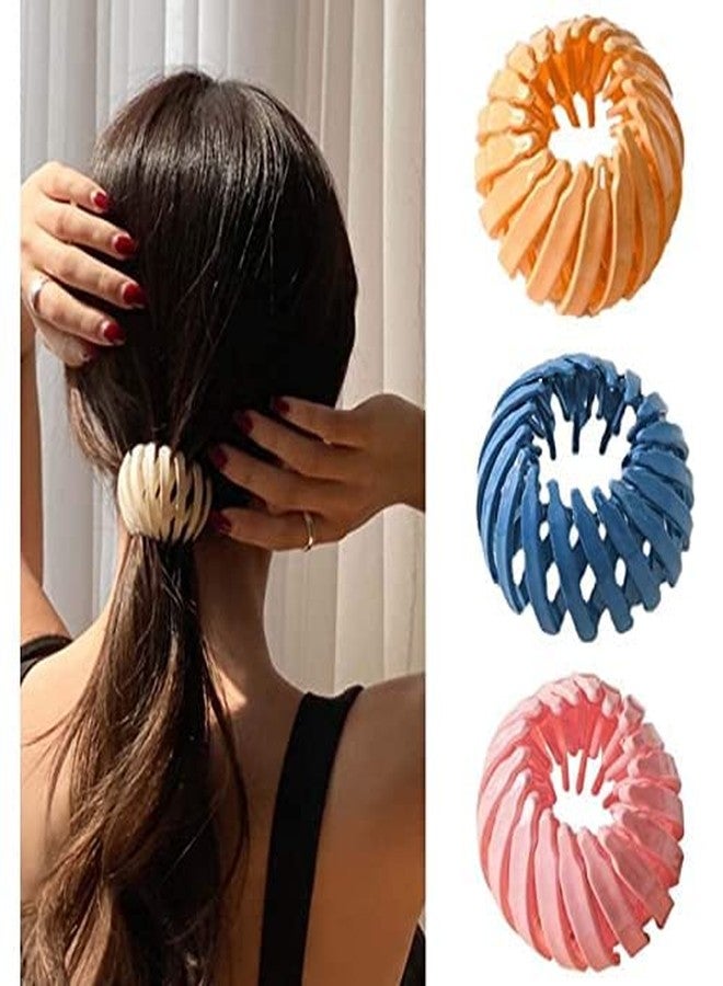 DENICRAAS Ponytail Hair Clips, Bird's Nest Fluffy Hair Clips, High Ponytail Hair Clips, Minimal Modern Clips, Headwear, Random Colour(PACK OF 3) - Image 1
