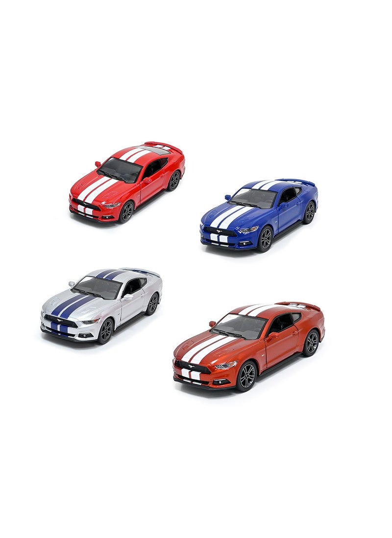 Kinsmart Pack of 4 Pcs Ford Mustang GT 1/38 Scale Die Cast Metal Doors Openable Pull Back Action Toy Car-Assorted Colour 
