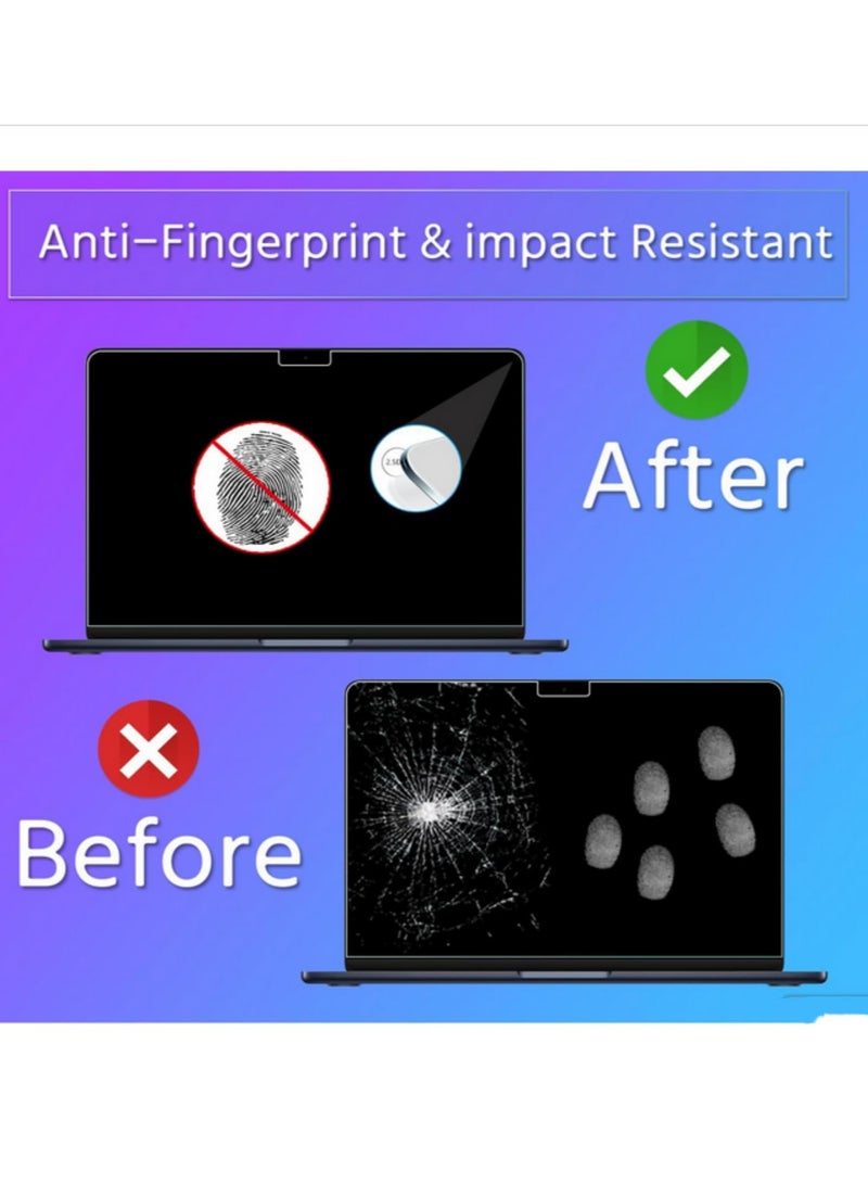 2-Pack Tempered Glass Screen Protector for MacBook Air 13.6" (2024/2022 M3/M2 Chip A3113/A2681) 9H Hardness, Ultra HD, Anti-Scratch, Bubble-Free, Anti-Fingerprint, High Touch Sensitivity - Image 2
