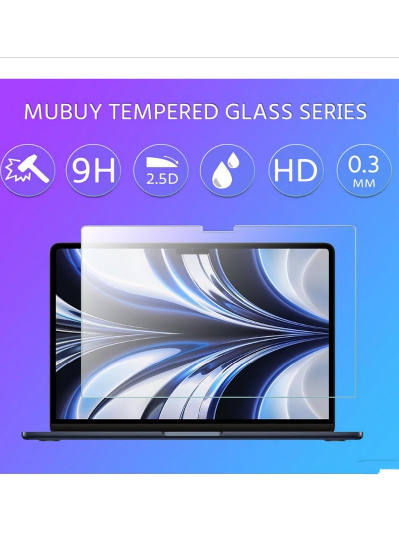 2-Pack Tempered Glass Screen Protector for MacBook Air 13.6" (2024/2022 M3/M2 Chip A3113/A2681) 9H Hardness, Ultra HD, Anti-Scratch, Bubble-Free, Anti-Fingerprint, High Touch Sensitivity - Image 4