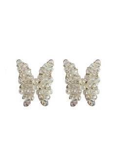 925 Sterling Silver Crystal Studded Butterfly Earrings