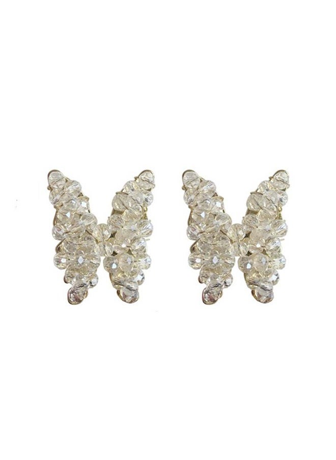NIBEMINENT - 925 Sterling Silver Crystal Studded Butterfly Earrings - Image 1