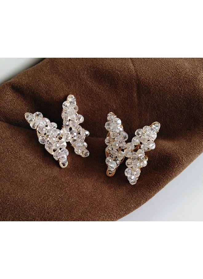 NIBEMINENT - 925 Sterling Silver Crystal Studded Butterfly Earrings - Image 1
