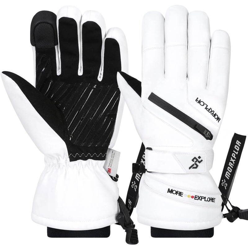 MORXPLOR Winter Ski Snow Gloves Men Women,Windproof Touchscreen Snowboard 3M Thinsulate Insulated Warm Winter Snowmobile Gloves - Image 1