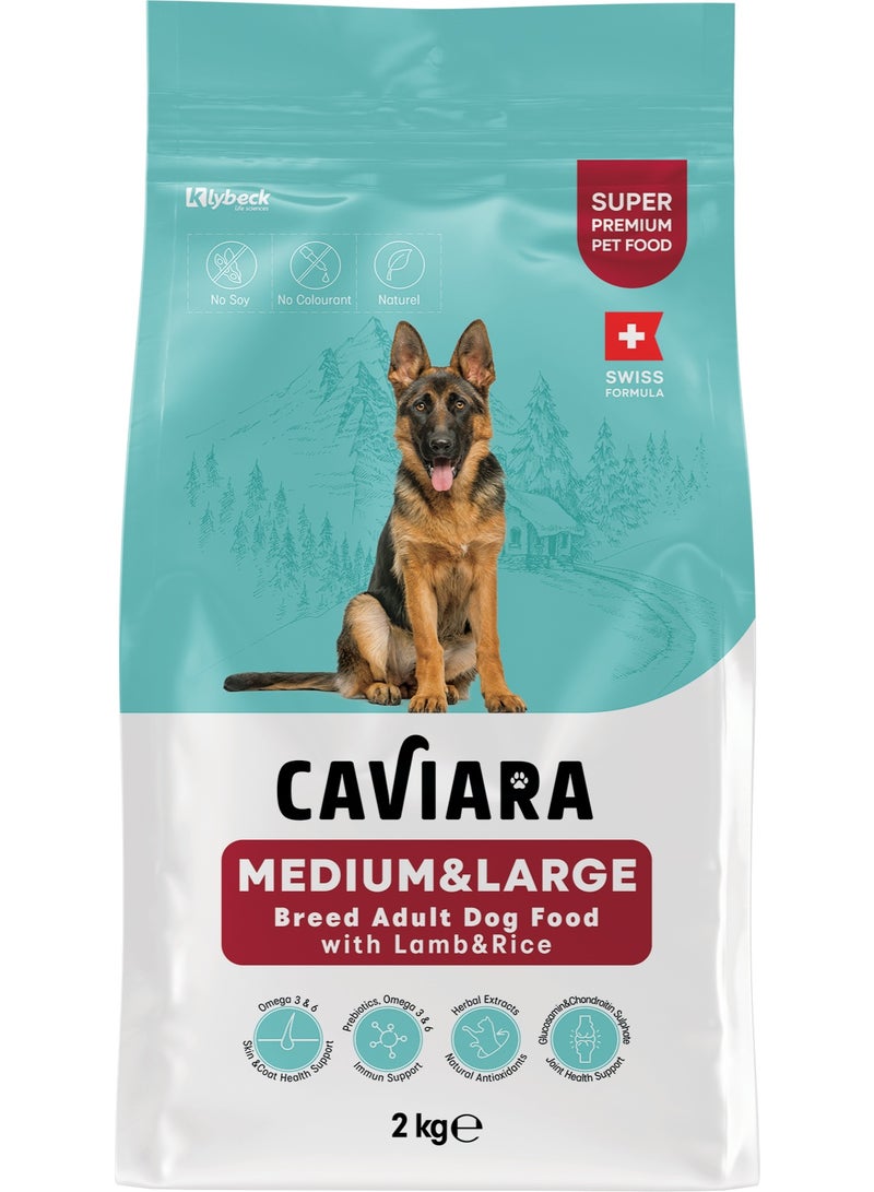 Caviara Medium & Large Breed Adult Dog Food with Lamb & Rice  2 Kg