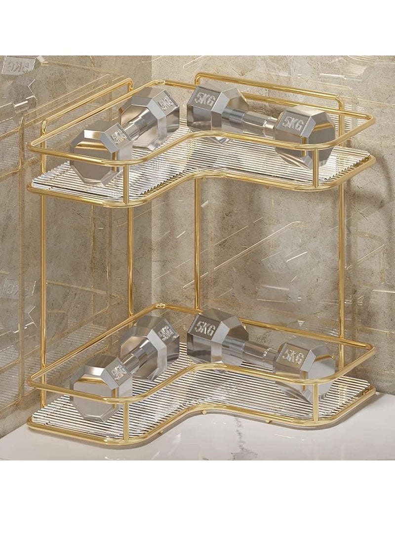 جوميلا حامل ترتيب الحمام ذو الطبقتين أنيق مع صينية لتجميل المكياج وتخزين المطبخ، رف توابل قائم ورف عداد بتصميم فاخر خفيف - Image 4