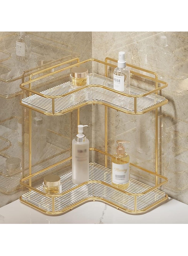 جوميلا حامل ترتيب الحمام ذو الطبقتين أنيق مع صينية لتجميل المكياج وتخزين المطبخ، رف توابل قائم ورف عداد بتصميم فاخر خفيف - Image 5