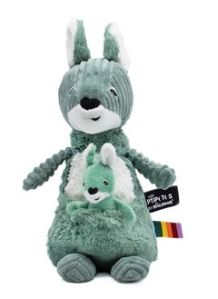 Les Deglingos Allezou the Kangaroo Mom & Baby Plush Set - Soft Green Cuddle Toy with Hidden Baby Kangaroo, Eco-Friendly Plush for All Ages  - Image 2