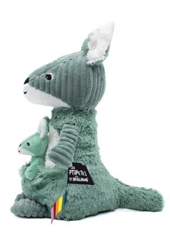 Les Deglingos Allezou the Kangaroo Mom & Baby Plush Set - Soft Green Cuddle Toy with Hidden Baby Kangaroo, Eco-Friendly Plush for All Ages  - Image 4