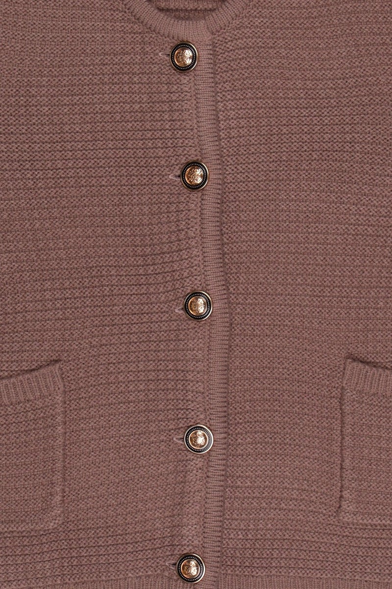 Walter Baker Women Round Neck Knitted Cardigan, Mauve - Image 5