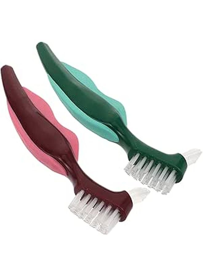 Dual Head Denture Cleaning Brush Hard Bristles 2 Pack for False Teeth and Dental Appliances - Image 1