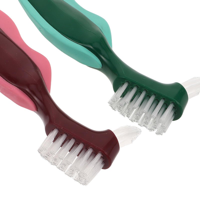 Dual Head Denture Cleaning Brush Hard Bristles 2 Pack for False Teeth and Dental Appliances - Image 4