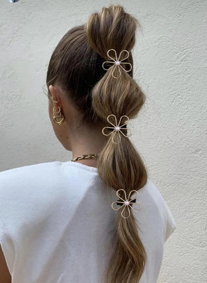 Take Two Take Two Set of 3 - Flower Shape Faux Pearl  Hair Tie