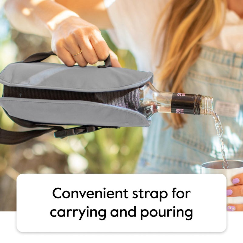 ThermoFlask Wine Bottle Travel Holder and Cooler, Premium Quality, Ice Gray - Image 4