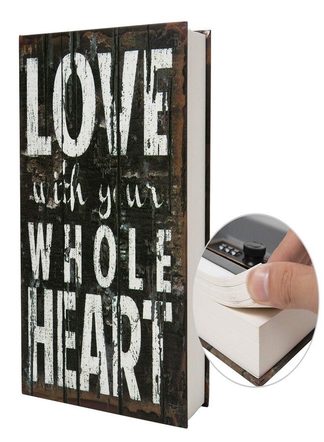 PACOLO Real Paper Transfer Book Safe, Hollow with Secret Hidden Compartment, Combination Lock, 8.7"×6"×2" (LOVE-Combination) - Image 1