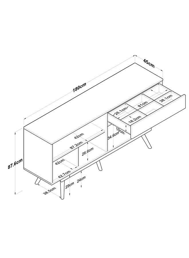 Home Canvas Rani GD110 Modern Console with Drawers and Lids White - Basket Walnut  - Image 2