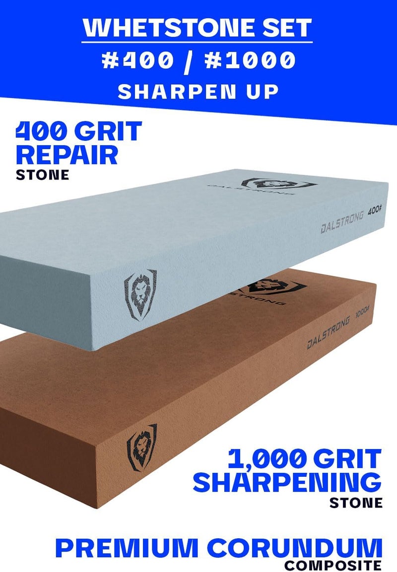 Dalstrong Premium Whetstone Kit-#1000/#400 Knife Sharpening Kit-Gift Extra Large Grit Stones-Top-Grade Corundum-Thick Knife Sharpening Stone-Whetstone Set Knife Sharpener-Ultra-Durable - Image 2