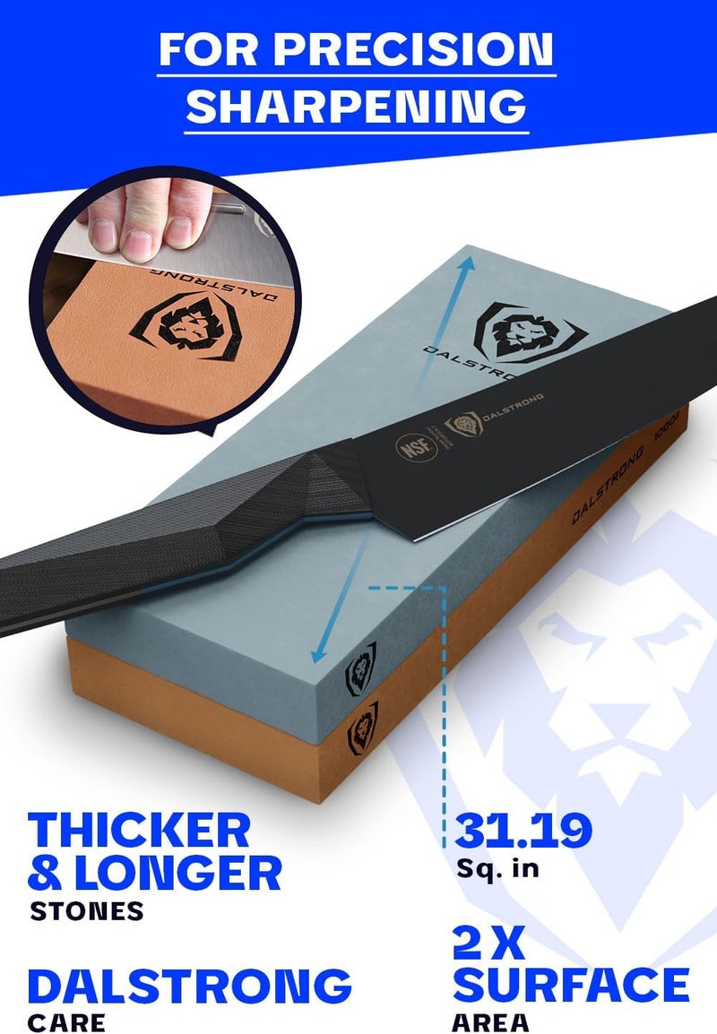 Dalstrong Premium Whetstone Kit-#1000/#400 Knife Sharpening Kit-Gift Extra Large Grit Stones-Top-Grade Corundum-Thick Knife Sharpening Stone-Whetstone Set Knife Sharpener-Ultra-Durable - Image 3