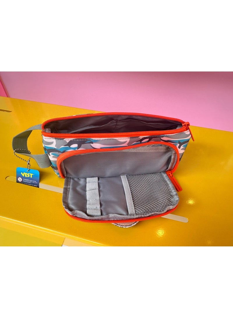 Five dream house Shark 3D Stereo Pencil Case 420D+PU Double Layer Large Capacity Student Pencil Bag 19 Colors Available - Image 3