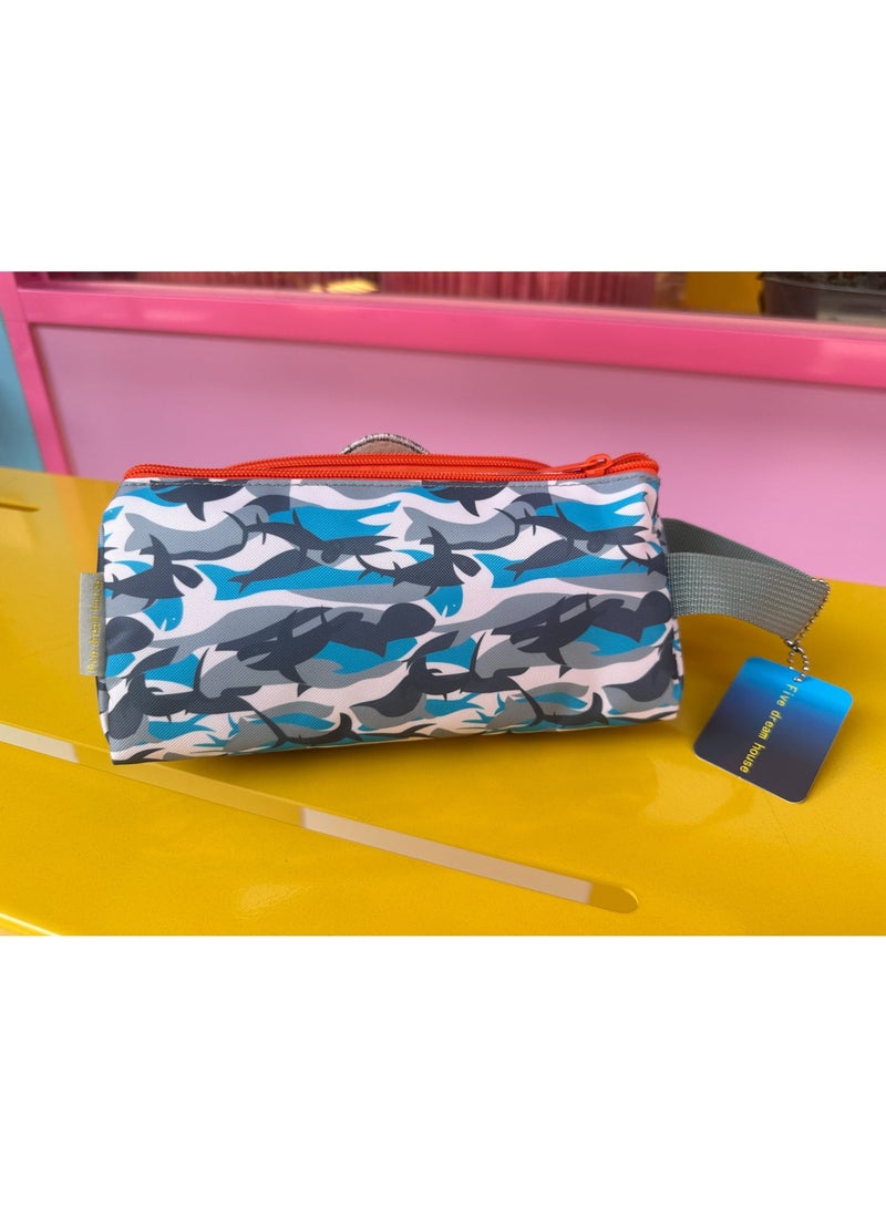 Five dream house Shark 3D Stereo Pencil Case 420D+PU Double Layer Large Capacity Student Pencil Bag 19 Colors Available - Image 2
