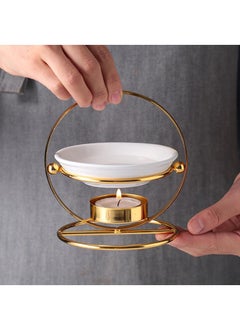 Y&D Flower Basket Style Golden Modern Aromatherapy Stove Essential Oil Lamp Candle Lamp Stove-  - Image 1