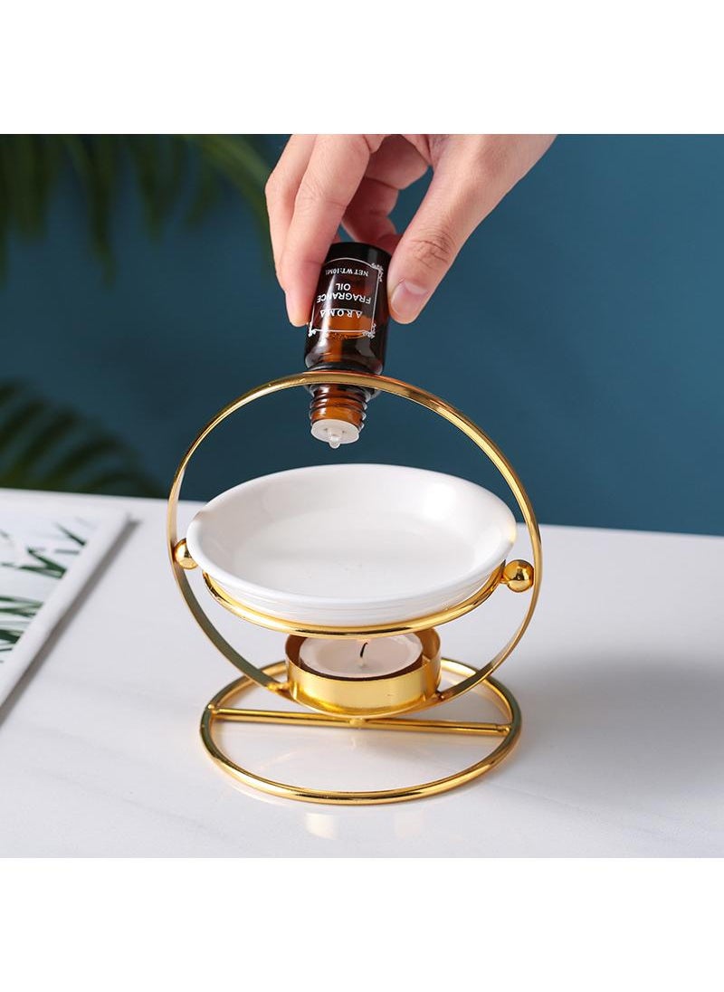 Y&D - Flower Basket Style Golden Modern Aromatherapy Stove Essential Oil Lamp Candle Lamp Stove- - Image 1