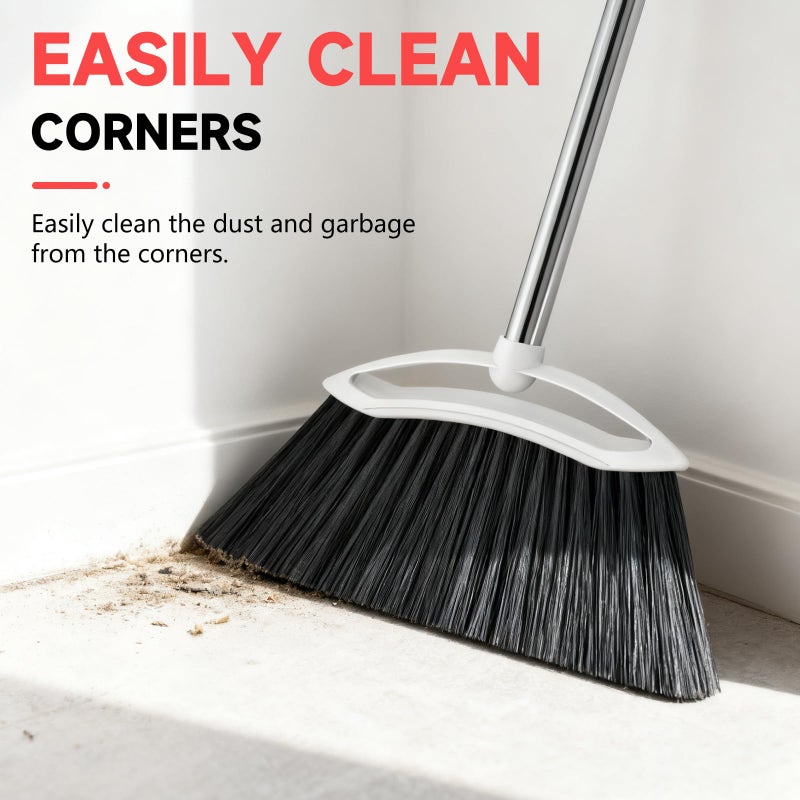 EZKEY Heavy Duty Broom, 54-inch Adjustable Long Handle Angle Brooms Large Brooms for Sweeping Indoor and Outdoor Commercial Broom for Home Kitchen Patio Garage Porch Courtyard Classroom, White - Image 4