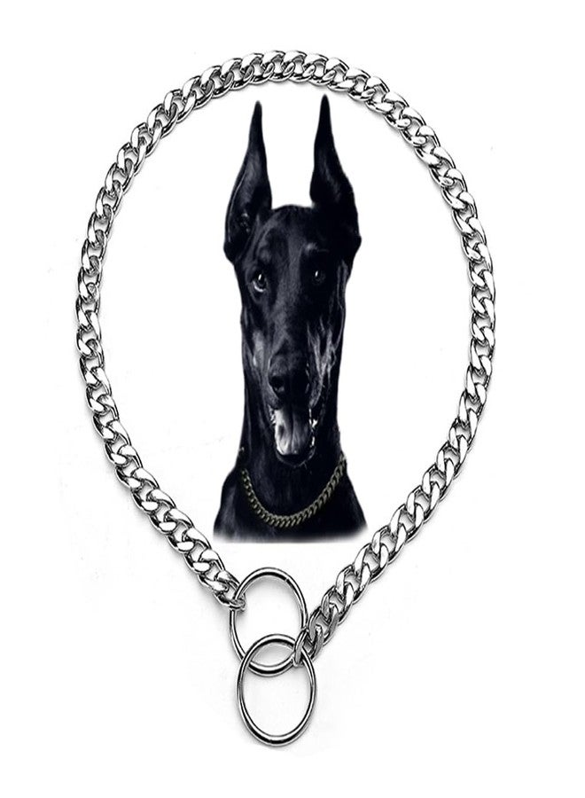 cyhaen Dog Choker Collar for Large Dogs,Adjustable Flat Silver Metal Dog Collar,Heavy Duty Slip P Link Martingale Collar for Small Medium Large Big Dogs XL - Image 1