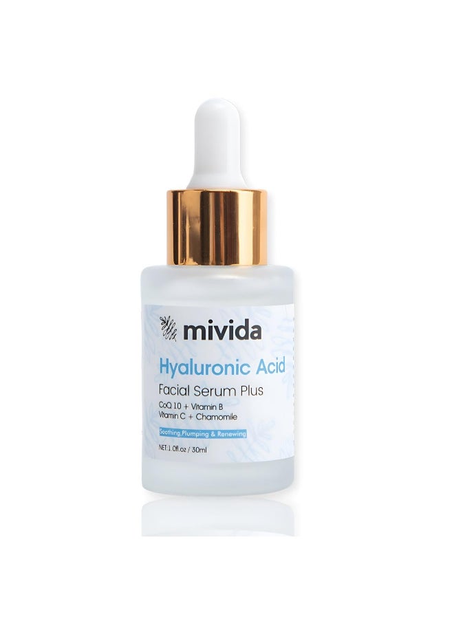 Mivida Deep Hydration Soothing Facial Serum with Hyaluronic CoQ10 Vitamin B Vitamin C Chamomile Face Serum for Sensitive Skin NonGreasy 1floz - Image 2