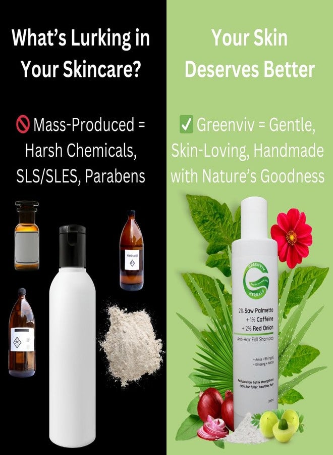 Greenviv Saw Palmetto Anti-Hair Fall Shampoo | with Caffeine & Red Onion | DHT Blocker, Strengthens Roots & Reduces Hair Fall | Sulphates & Paraben-Free | For Women & Men | 200 ml - Image 3