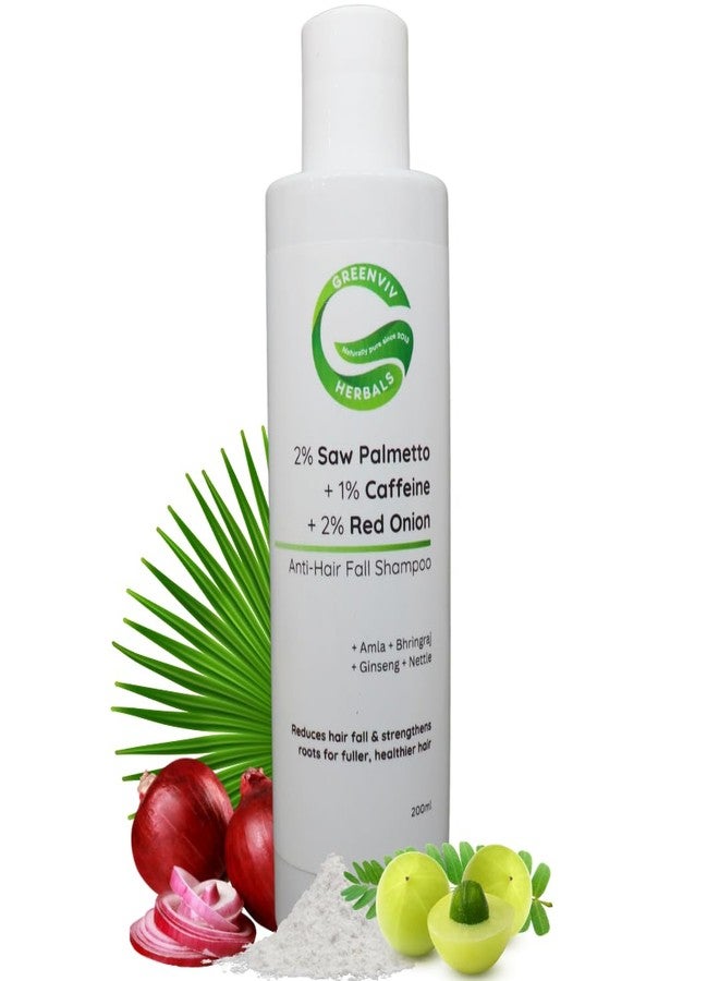 Greenviv Saw Palmetto Anti-Hair Fall Shampoo | with Caffeine & Red Onion | DHT Blocker, Strengthens Roots & Reduces Hair Fall | Sulphates & Paraben-Free | For Women & Men | 200 ml - Image 1