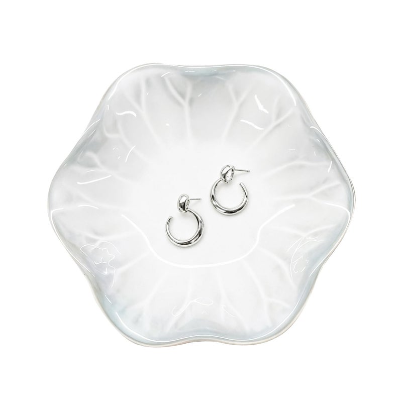 AmaCielo Ceramic Jewelry Tray, Ring Dish, Key Bowl Ceramic Tray 4.33 Inch, Ttrinket Dish Jewelry Dish, Desktop Decoration, Gifts for Mother Girlfriend Daughter,Mother's Day Gift (1Pcs-Lotus Leaf) - Image 1