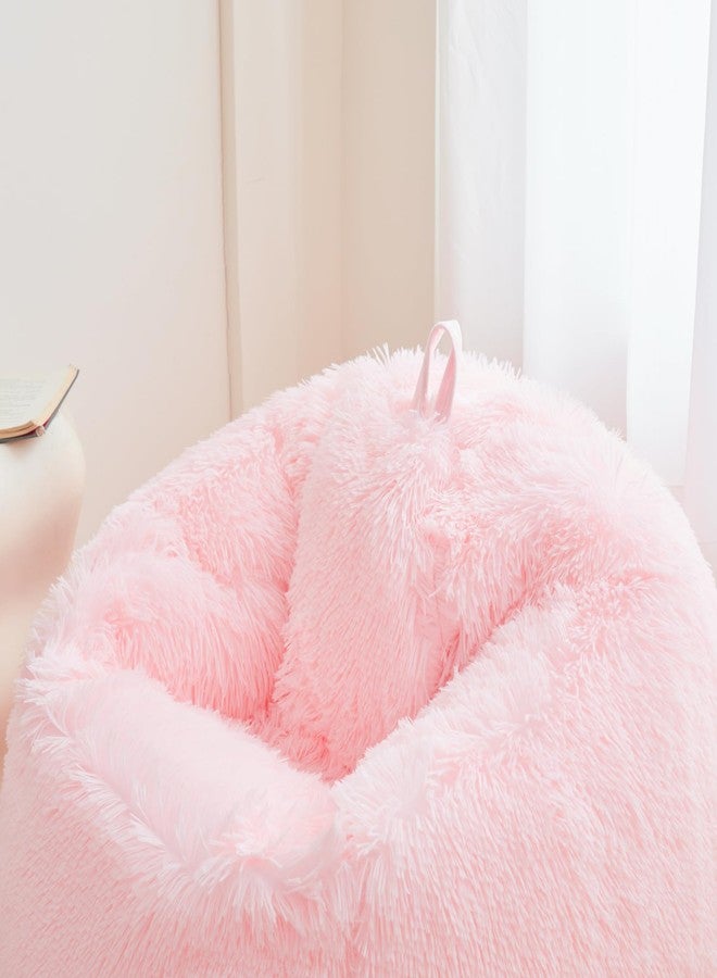 ERLOXO Fluffy soft pink bean bag chair cover, for Living Room (No Filler), plush faux fur Stuffed Animal Storage Big Gaming Bean Bag Chair Cover ,Fuzzy Fuzzy Decor Home for girls, kids, teens, and adults - Image 3