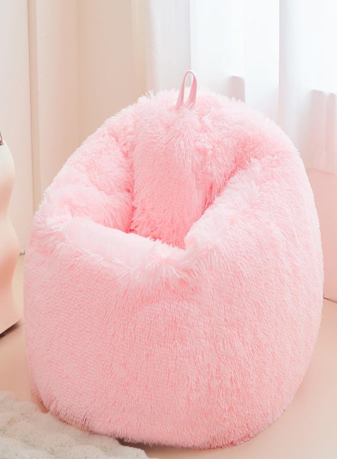 ERLOXO Fluffy soft pink bean bag chair cover, for Living Room (No Filler), plush faux fur Stuffed Animal Storage Big Gaming Bean Bag Chair Cover ,Fuzzy Fuzzy Decor Home for girls, kids, teens, and adults - Image 1