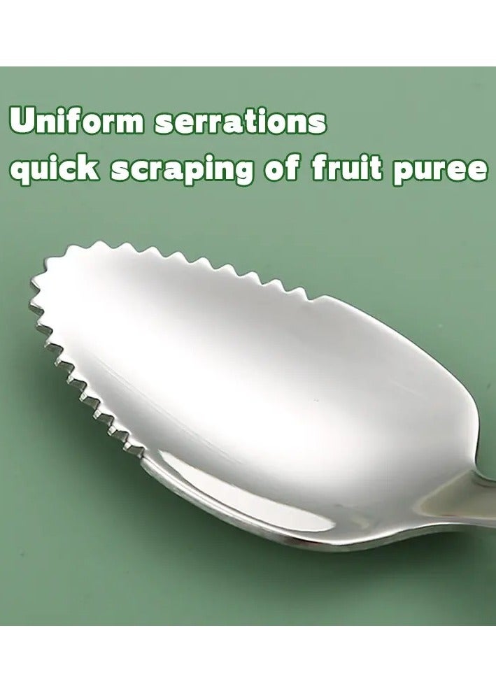 أطفال صغيرة ملعقة طعام سيليكون مزدوجة الرأس للمطاعم، ملعقة طعام ناعمة من السيليكون، مكشطة فواكه من الفولاذ المقاوم للصدأ، عصير، زبادي، معكرونة، دقيق الشوفان باللون الوردي - Image 3