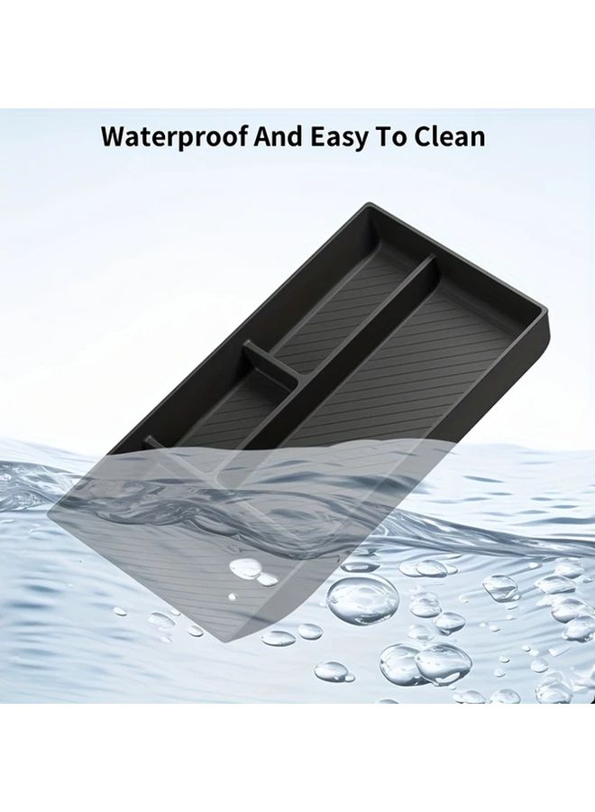 Hidden Storage Tray Black Universal Fit Silicone Console Organizer - Image 2