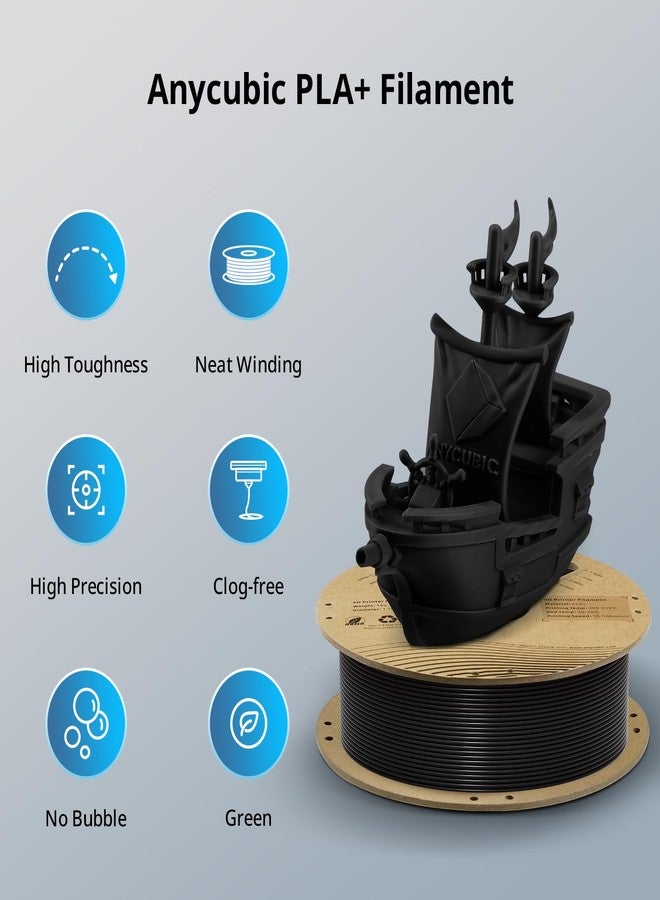 ANYCUBIC PLA+ 3D Printer Filament Bundle, PLA Plus 1.75mm Dimensional Accuracy +/- 0.02mm, Fit Most FDM 3D Printers, 1KG Spool, 2KG Gray+Black - Image 2