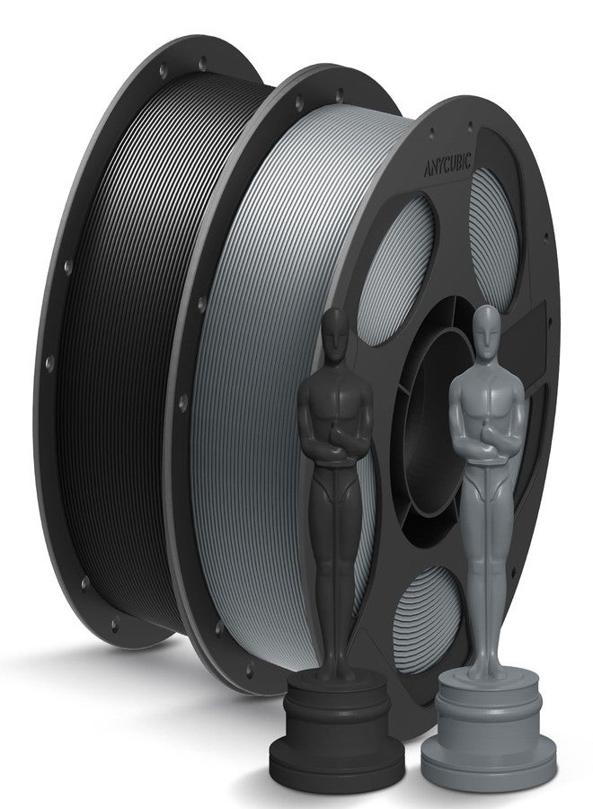 ANYCUBIC PLA+ 3D Printer Filament Bundle, PLA Plus 1.75mm Dimensional Accuracy +/- 0.02mm, Fit Most FDM 3D Printers, 1KG Spool, 2KG Gray+Black - Image 1